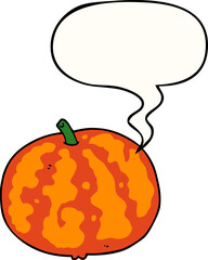 cartoon melon with speech bubble