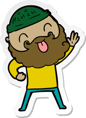 sticker of a man with beard sticking out tongue