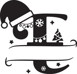 Christmas monogram, christmas alphabet , christmas split