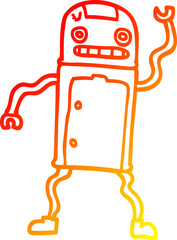 warm gradient line drawing of a cartoon robot