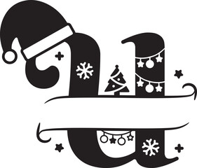 Christmas monogram, christmas alphabet , christmas split