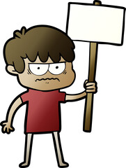 annoyed cartoon boy