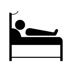 Hospital patient care bed icon | Black Vector illustration |