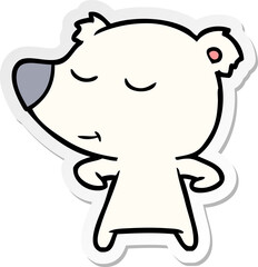 sticker of a happy cartoon polar bear