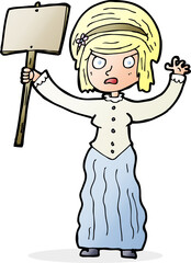 cartoon victorian woman protesting