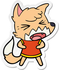 sticker of a angry cartoon fox