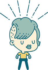 illustration of a traditional tattoo style hipster girl