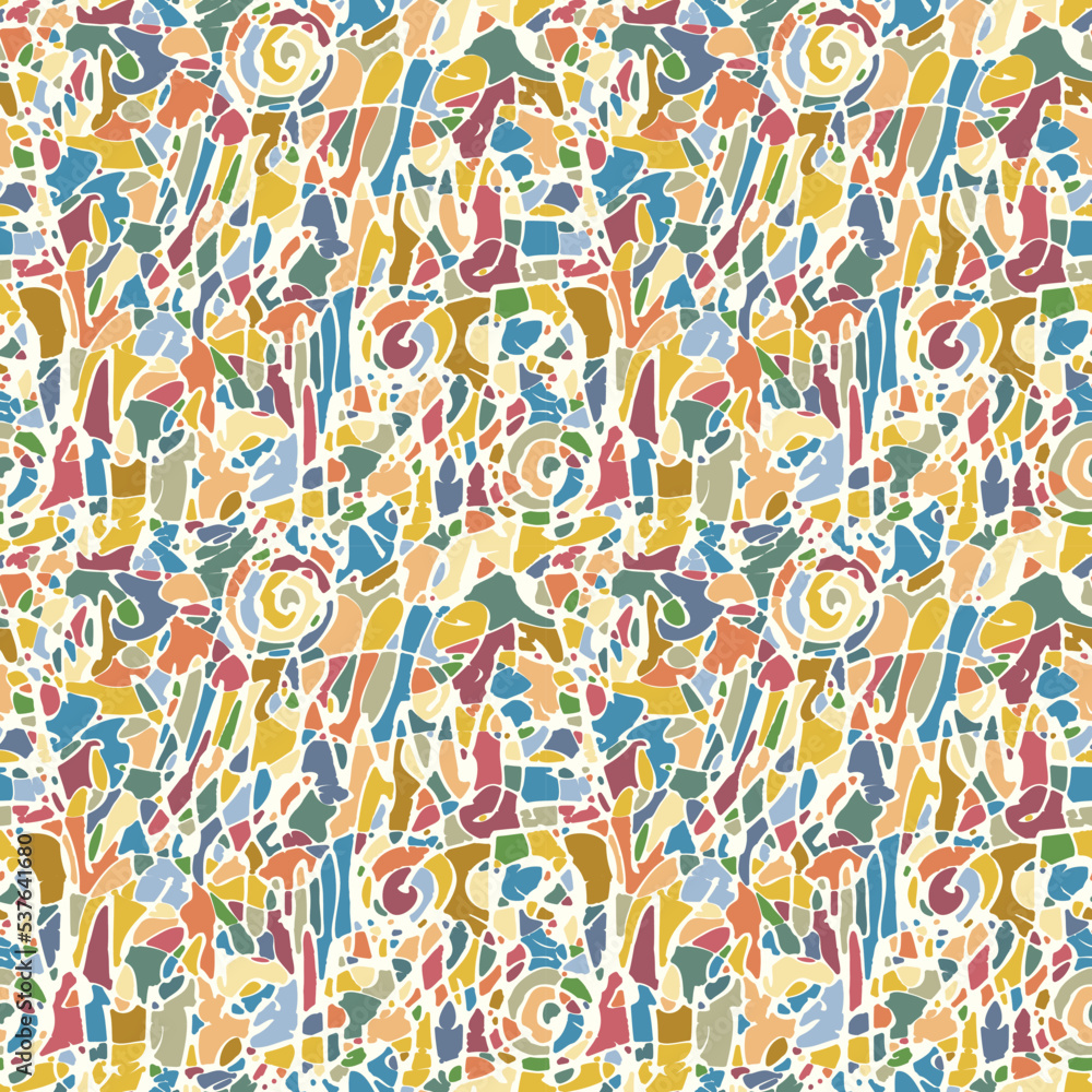 Poster multicolored stained glass seamless pattern in retro style. abstract vector background with chaotic 