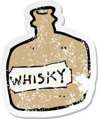 retro distressed sticker of a cartoon whisky jar