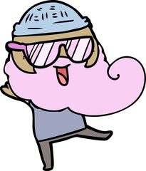 happy pink bearded man