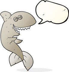freehand drawn speech bubble cartoon laughing shark