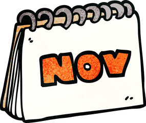 cartoon doodle calendar showing month of november