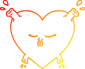 warm gradient line drawing of a cartoon heart