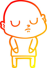 Fototapeta premium warm gradient line drawing of a cartoon bald man