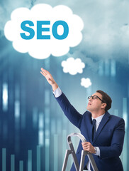 Businessman in SEO search engine optimization concept