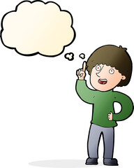 cartoon man with idea with thought bubble
