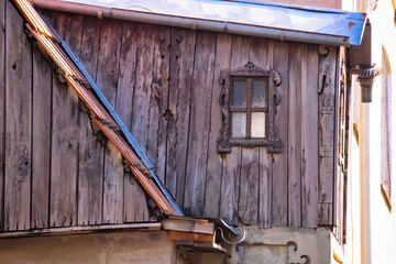 old wooden house exterior, closeup