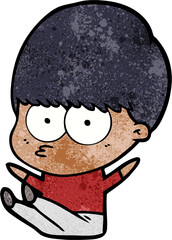 nervous cartoon boy