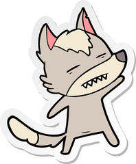 sticker of a cartoon wolf showing teeth