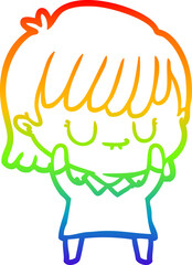 rainbow gradient line drawing of a cartoon woman