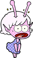 cartoon shocked alien girl