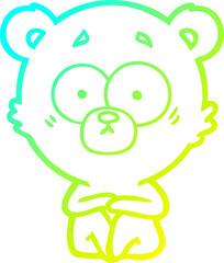 cold gradient line drawing of a surprised polar bear cartoon