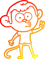 Fototapeta premium warm gradient line drawing of a cartoon hooting monkey