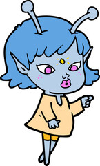 pretty cartoon alien girl