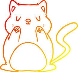 warm gradient line drawing of a cartoon cat
