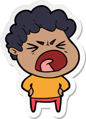 sticker of a cartoon furious man