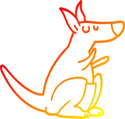 warm gradient line drawing of a cartoon kangaroo