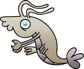 gradient shaded quirky cartoon crayfish