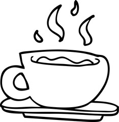 line drawing cartoon cup of tea