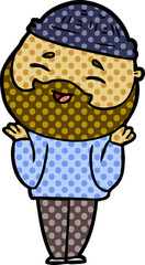 cartoon happy bearded man