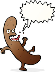 cartoon sausage with speech bubble