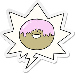 cartoon donut with speech bubble sticker