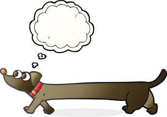 freehand drawn thought bubble cartoon dachshund