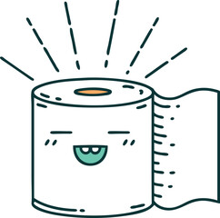 illustration of a traditional tattoo style toilet paper character