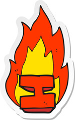 sticker of a cartoon flaming letter I