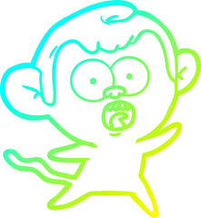 cold gradient line drawing of a cartoon shocked monkey