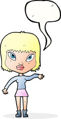 cartoon woman making gesture with speech bubble