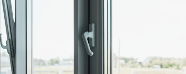 Fototapeta na wymiar Aluminum windows with handles