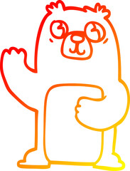 warm gradient line drawing of a cartoon black bear