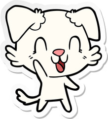 sticker of a laughing cartoon dog