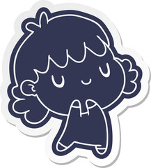 cartoon sticker of a cute kawaii girl