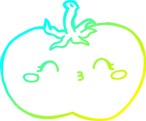 cold gradient line drawing of a cartoon tomato