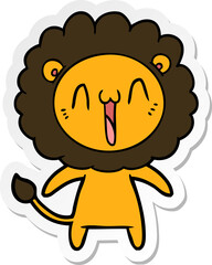 sticker of a happy cartoon lion