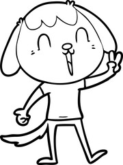 Obraz premium happy cartoon dog giving peace sign