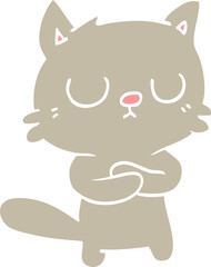 flat color illustration cartoon cat
