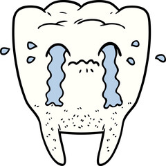 cartoon tooth crying